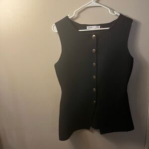 Zara Black Button-Down Sleeveless Top